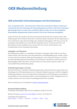 GKB Medienmitteilung - Graub&uuml;ndner Kantonalbank.