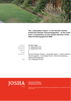 The „reasonable reason“ in the German Animal - JOSHA