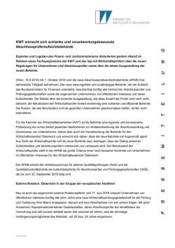 KWT wünscht sich schlanke und verantwortungsbewusste