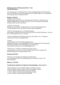 Einf&uuml;hrungswoche: Wintersemester 2016/ 17