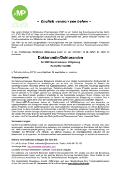 Doktorand/-in / PhD Student (m/f)
