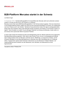 B2B-Plattform Mercateo startet in der Schweiz