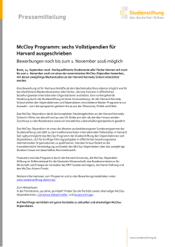 McCloy Programm - Studienstiftung des deutschen Volkes