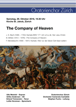 Flyer zum Konzert - Oratorienchor Zürich