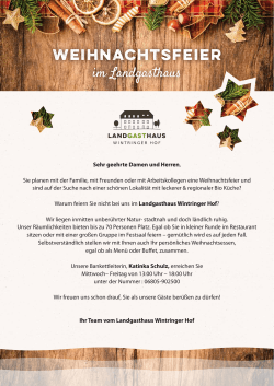 Weihnachtsfeier - Landgasthaus – Wintringer Hof