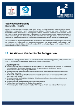 Assistenz akademische Integration - Hochschule Magdeburg