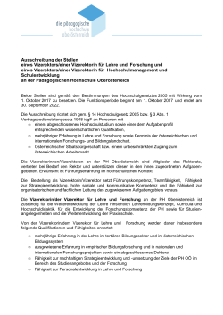 Ausschreibungstext - Pädagogische Hochschule Oberösterreich