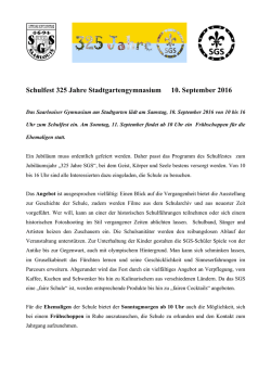 Schulfest 325 Jahre Stadtgartengymnasium 10. September 2016