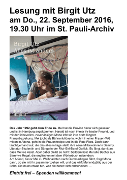 Lesung am 22.9.2016 mit Birgit Utz - St. Pauli