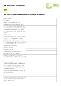 Mein Deutschunterricht / Fragebogen TEIL 1