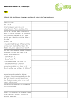 Mein Deutschunterricht / Fragebogen TEIL 1