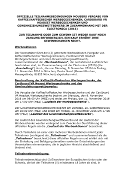 offizielle teilnahmebedingungen mousers vergabe von kaffee