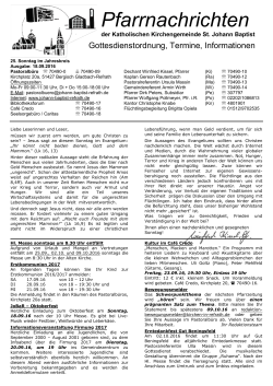 Pfarrnachrichten - St. Johann Baptist Refrath