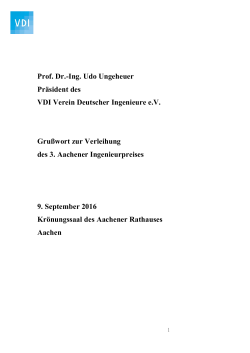 Gru&szlig;wort Aachener Ingenieurpreis 2016