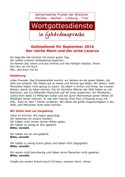 Gottesdienst für September 2016 Der reiche Mann - wgd.kath