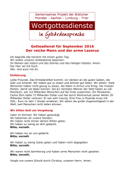 Gottesdienst f&uuml;r September 2016 Der reiche Mann - wgd.kath