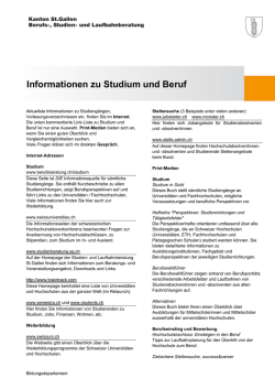 Informationen zu Studium und Beruf - bei der Berufs-, Studien
