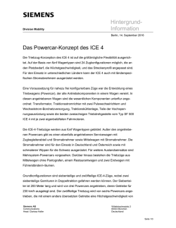 Hintergrund-Information: Das Powercar-Konzept des ICE 4