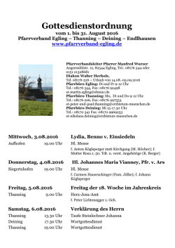 Gottesdienstordnung August 2016