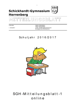 neue Mitteilungsblatt der Schulleitung - Schickhardt