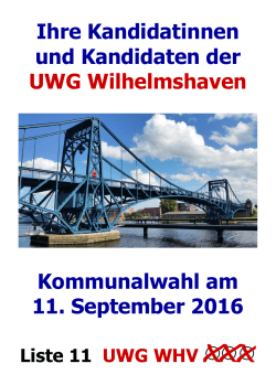 Ihre Kandidatinnen und Kandidaten der UWG Wilhelmshaven