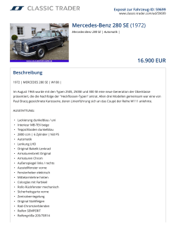 Mercedes-Benz 280 SE (1972) 16.900 EUR