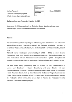 Markus Ramspott Essen,12.9.2016 Lehrer f&uuml;r