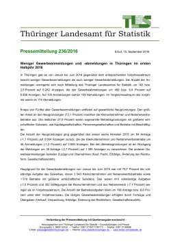 Pressemitteilung 236/2016 - Thüringer Landesamt für Statistik