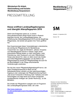 Hesse er&ouml;ffnet Landespflegekongress und &uuml;bergibt Altenpflegepreis