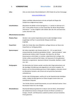 I. VORBEREITUNG Weserhelden 22.09.2016