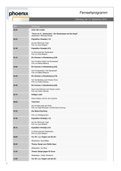 Tagesprogramm Dienstag, 13.09.2016