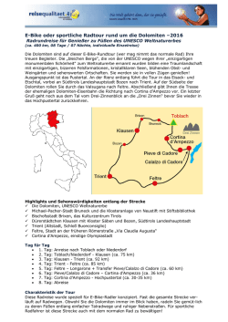 E-Bike oder sportliche Radtour rund um die Dolomiten &ndash;2016