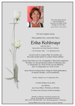 Erika Kohlmayr - Bestattung Sterzl