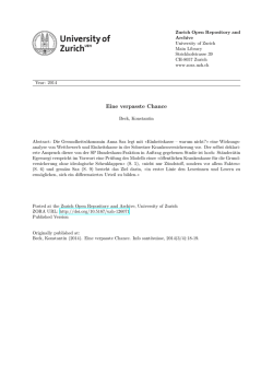 Eine verpasste Chance - Zurich Open Repository and Archive