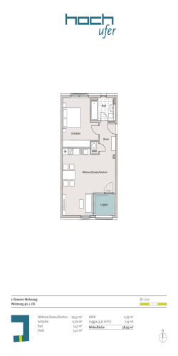 2-Zimmer-Wohnung Wohnung 40, 1. OG M 1:100 HWR 0