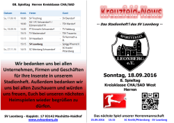 Stadionhefterl vom 18.09.2016