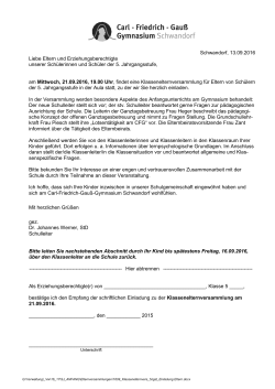 Einladung Elternversammlung - Carl-Friedrich-Gauß