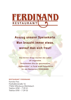 Speisekarte ansehen - Restaurant Ferdinand