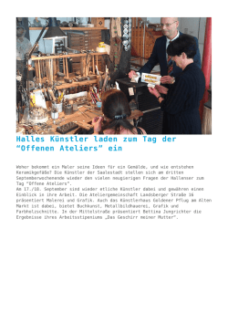 Halles K&uuml;nstler laden zum Tag der &ldquo;Offenen Ateliers&rdquo;