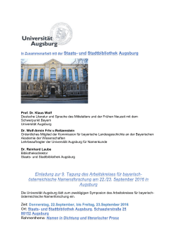 Tagungsprogramm - Pressestelle der Universität Augsburg