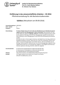 Einf&uuml;hrung in das wissenschaftliche Arbeiten &ndash; HS 2016