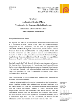 Gru&szlig;wort von Kardinal Reinhard Marx anl&auml;sslich des