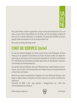 CHEF DE SERVICE (m/w) - Restaurant VA BENE Chur