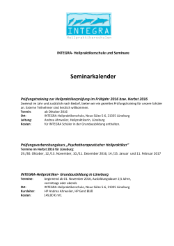 Seminarkalender - Integra Heilpraktikerschulen Lüneburg
