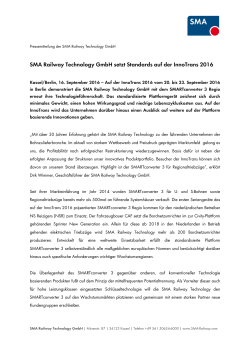 SMA Railway Technology GmbH setzt Standards auf der InnoTrans