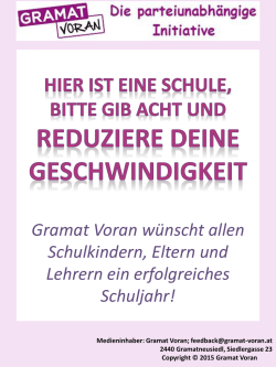 Hier ist eine Schule, bitte gib acht und reduziere