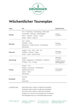 Tourenplan - Flums - Willi Grüninger AG, Mühlen Flums