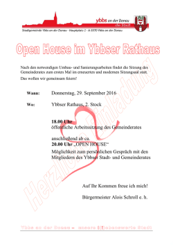 Donnerstag, 29. September 2016 Ybbser Rathaus, 2. Stock 18.00