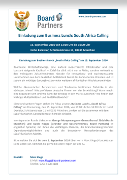 Einladung zum Business Lunch: South Africa Calling