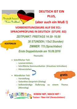 DEUTSCH IST EIN PLUS, (aber auch ein Muß !)